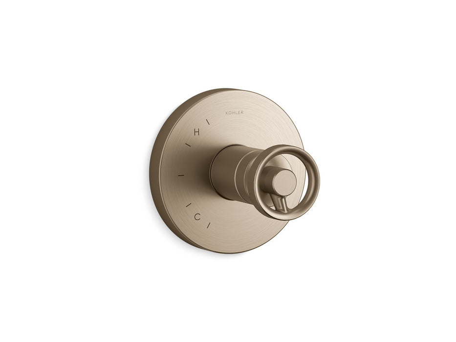 KOHLER K-TS78015-9 Components Rite-Temp valve trim with Industrial handle, vibrant brushed bronze