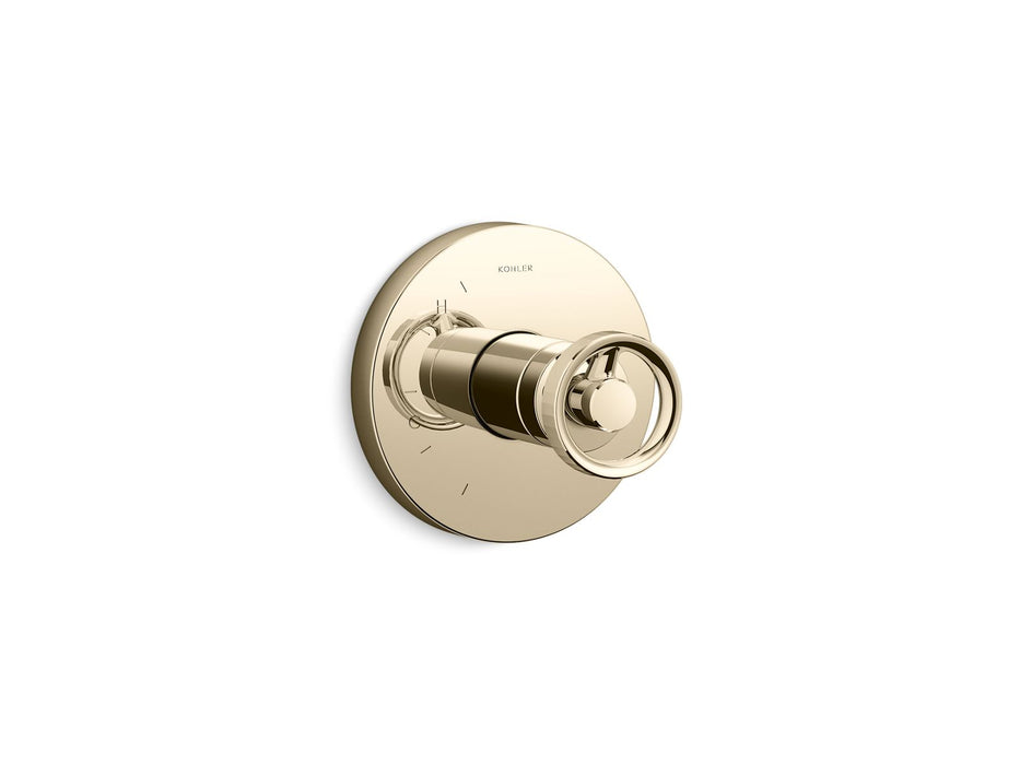 KOHLER K-TS78015-9 Components Rite-Temp valve trim with Industrial handle, vibrant french gold