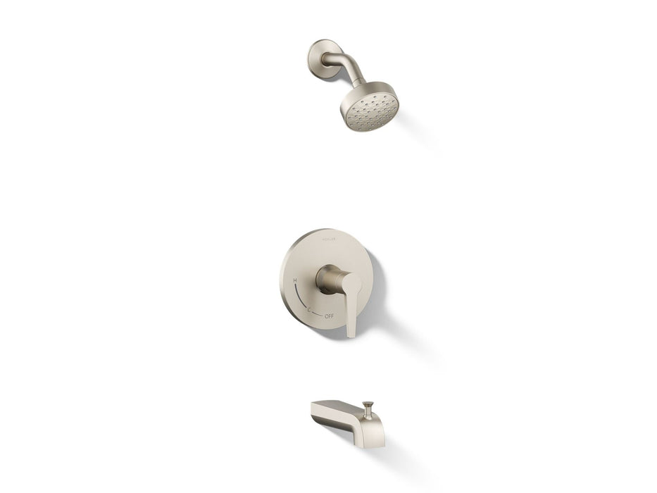 KOHLER K-TS97074-4Y Pitch Rite-Temp bath and shower trim kit, 2.5 gpm, vibrant brushed nickel