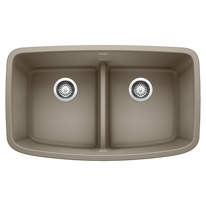 BLANCO 442197 Valea Equal Double Bowl Kitchen Sink with Low Divide - Truffle