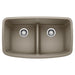 BLANCO 442197 Valea Equal Double Bowl Kitchen Sink with Low Divide - Truffle