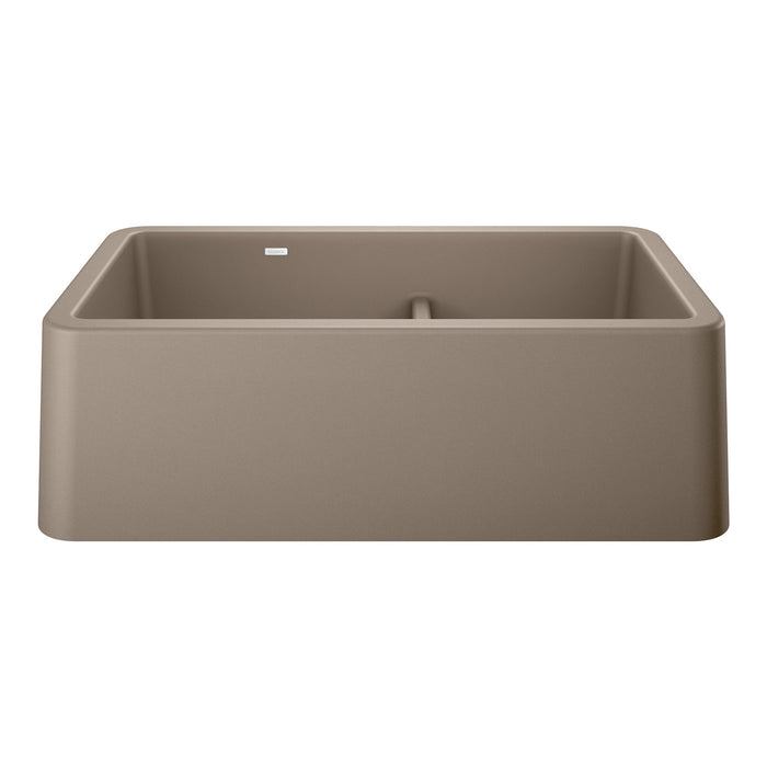 BLANCO 402329 Ikon 33" Apron Double Bowl Farmhouse Sink with Low Divide - Truffle