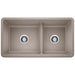 BLANCO 442522 Precis Reversible 1-3/4 Double Bowl Kitchen Sink with Low Divide - Truffle