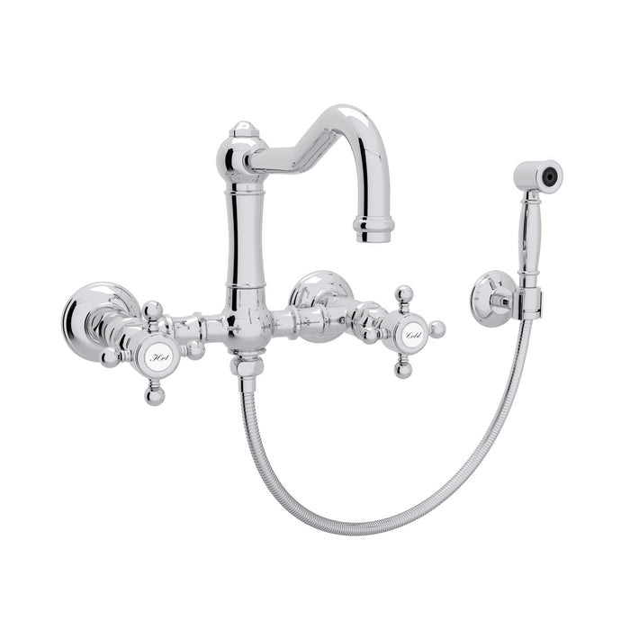 ROHL A1456WS Acqui® Wall Mount Bridge Kitchen Faucet With Sidespray And Column Spout
