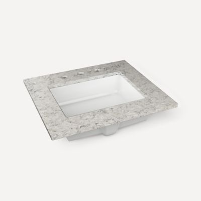 Robern TA24UCO96-8CS1 Quartz Stone Vanity Top, 24" x 1-1/8" x 23", Center Undercounter Sink, Pietra, Three Hole, for Sendai a