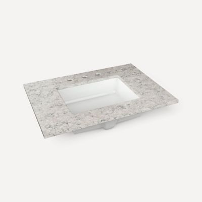 Robern TA30UCO96-8CS1 Quartz Stone Vanity Top, 30" x 1-1/8" x 23", Center Undercounter Sink, Pietra, Three Hole, for Sendai a