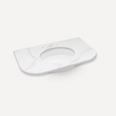 Robern TA36UCO100-8CR1 Quartz Stone Vanity Top, 36" x 1-1/8" x 23", Center Undercounter Sink, Eternal Calacatta Gold, Three H