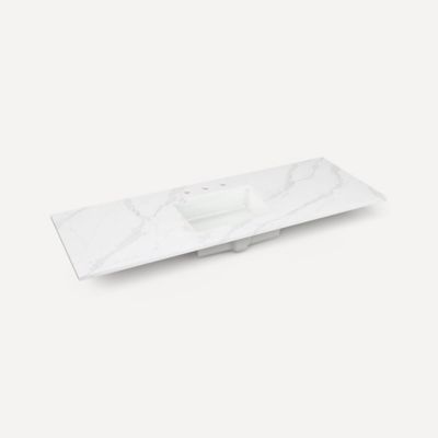 Robern TA56UCO100-8CS2 Quartz Stone Vanity Top, 56" x 1-1/8" x 23", Center Undercounter Sink, Eternal Calacatta Gold, Three H
