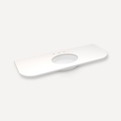 Robern TA56UCO93-8CR1 Quartz Stone Vanity Top, 56" x 1-1/8" x 23", Center Undercounter Sink, White Zeus Extreme, Three Hole, 