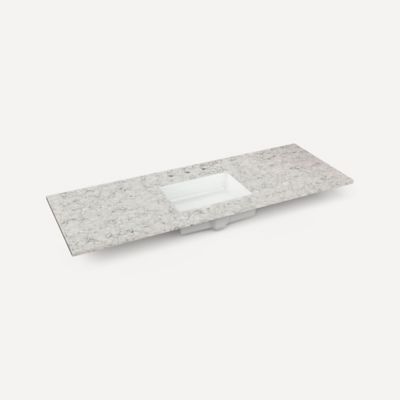Robern TA56UCO96-8CS2 Quartz Stone Vanity Top, 56" x 1-1/8" x 23", Center Undercounter Sink, Pietra, Three Hole, for Alisal