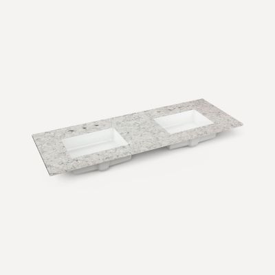 Robern TA60UDO96-8CS3 Quartz Stone Vanity Top, 60" x 1-1/8" x 23", Double Undercounter Sink, Pietra, Three Hole, for Sendai a
