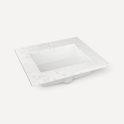 Robern TB25UCO94-1 Quartz Stone Vanity Top, 25" x 3/4" x 22", Center Undercounter Sink, Lyra, Single Hole, for Islamorada and