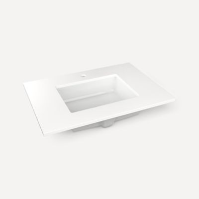 Robern TB31UCO93-1 Quartz Stone Vanity Top, 31" x 3/4" x 22", Center Undercounter Sink, White Zeus Extreme, Single Hole, for 