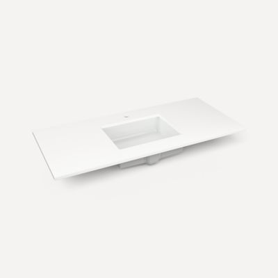 Robern TF49UCO92-1 Quartz Stone Vanity Top, 49" x 3/4" x 22", Center Undercounter Sink, Quartz White, Single Hole