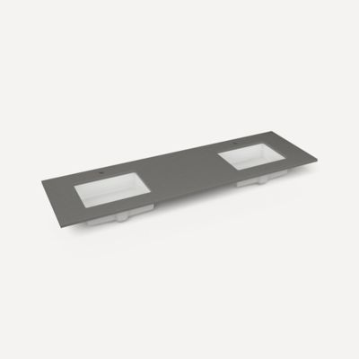 Robern TF73UDO91-1D5 Quartz Stone Vanity Top, 73" x 3/4" x 22", Double Undercounter Sink, Stone Gray, Single Hole