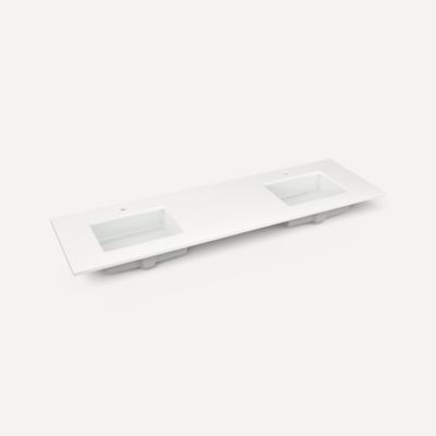Robern TF73UDO92-1D5 Quartz Stone Vanity Top, 73" x 3/4" x 22", Double Undercounter Sink, Quartz White, Single Hole