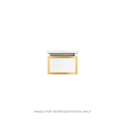 Robern VP12H1D21F19S82 Modular Vanity, 12" x 7-1/2" x 21", Satin White, Matte Gold Frame, Full Drawer, Selectable Night Light