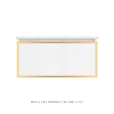 Robern VP36H2D21F12N82 Modular Vanity, 36" x 15" x 21", Satin Bronze, Matte Gold Frame, Full Drawer