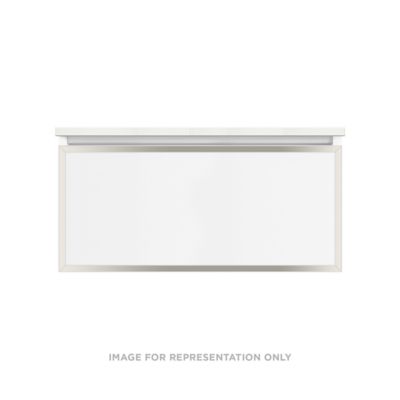 Robern VP36H2D21F27N77 Modular Vanity, 36" x 15" x 21", Matte Gray, Polished Nickel Frame, Full Drawer
