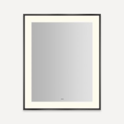 Robern YM2531RPSMD383 Sculpt Lighted Mirror, 25” x 31” x 2-1/4", Slim Museum Frame, Matte Black, Perimeter Light Pattern, War