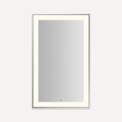 Robern YM2541RPSMD376 Sculpt Lighted Mirror, 25” x 41” x 2-1/4", Slim Museum Frame, Chrome, Perimeter Light Pattern, Warm Whi