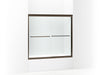 Sterling 5425-57 Finesse Frameless Sliding Bath Door, 55-1/2" H x 52 - 57" W, with 1/4" Thick Clear Glass, Deep Bronze