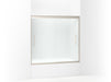 Sterling 542808-59 Finesse Peak 55-1/2" H Frameless Sliding Bath Door with 5/16"-thick Glass, Nickel - 3/4 view of product
