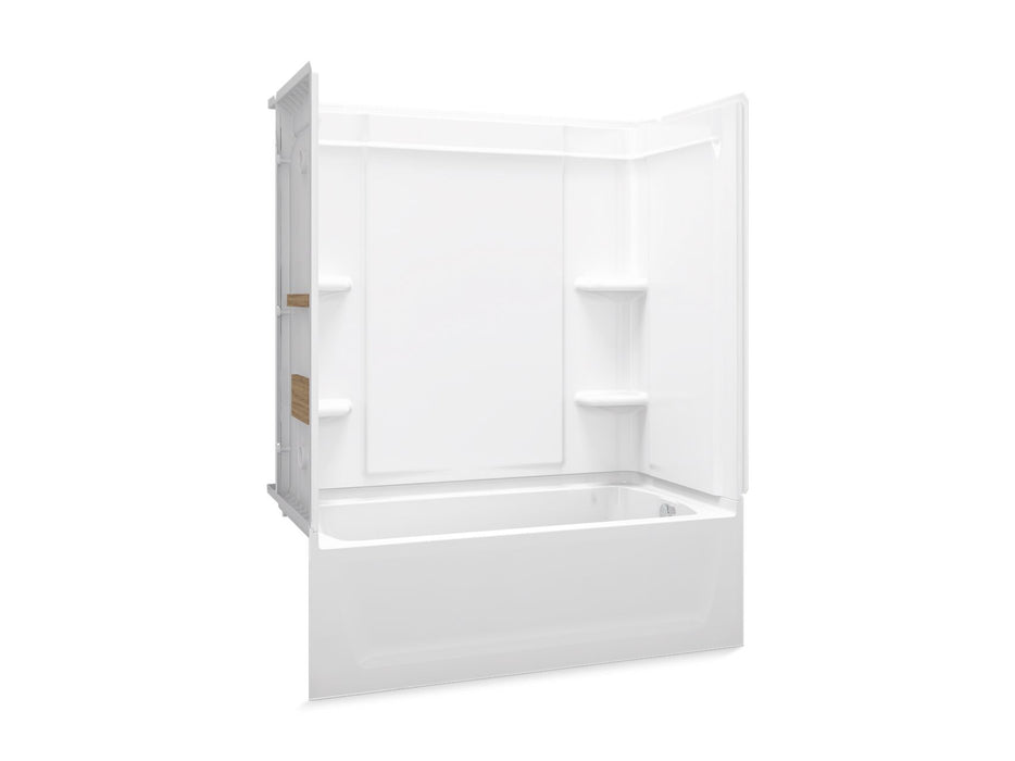 Sterling 71320126 Ensemble Medley 60" x 32" Vikrell® Bath/shower with Aging in Place Backerboards, Right Drain, White