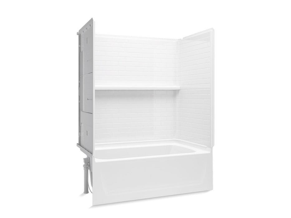 Sterling 71520116 Traverse 60" x 32" Vikrell® Bath/shower with Aging in Place Backerboards, Left Drain, White