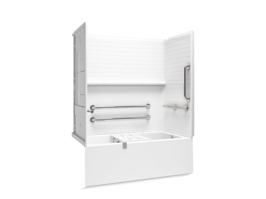 Sterling 71600127 Forum Traverse 60" x 30" Above-floor-drain Vikrell® Bath/shower with Aging in Place Backerboards, Grab Bars