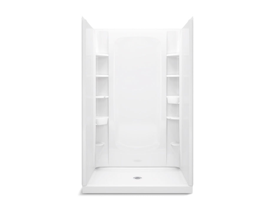 Sterling 72320106 STORE+ 48" x 34" Vikrell® Shower with Aging in Place Backerboards, Center Drain, White