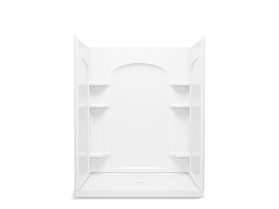 Sterling 72370106 Ensemble Curve 60" x 34" Vikrell® Shower with Aging in Place Backerboards, Center Drain, White
