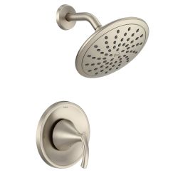 Moen T2842 Glyde Pressure Balanced Shower Trim Package with Single Function Rain Shower Head - Less Valve in Brushed Nickel