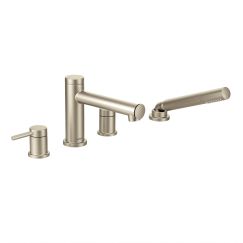 Moen T394 Align Deck Mounted Roman Tub Faucet Trim with Personal Hand Shower and Built-in Diverter in Brushed Nickel
