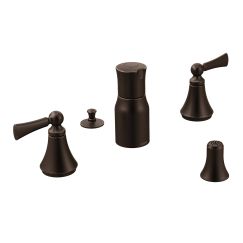 Moen T5245 Wynford Double Handle Widespread Bidet Faucet with Pop-Up Waste Assembly in Oil Rubbed Bronze