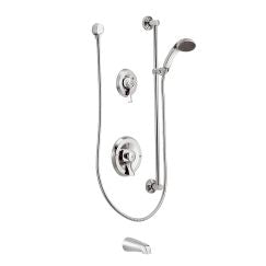 Moen T8341 Commercial Posi-Temp Pressure Balanced Tub and Shower Trim with 2.5 GPM Hand Shower, Slide Bar and Tub Spout from in Chrome