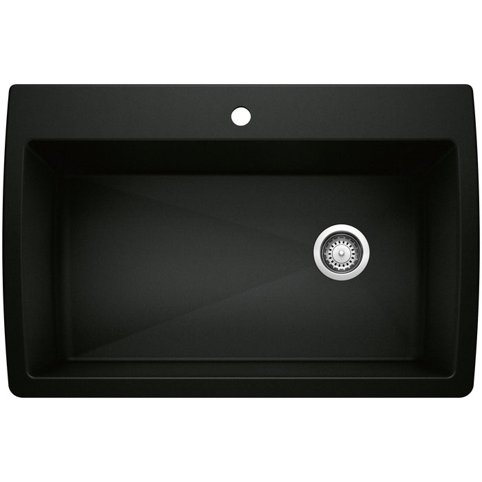 BLANCO 442917 Diamond Super Single Dual Mount Kitchen Sink - Coal Black