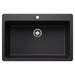 BLANCO Liven SILGRANIT 33" Super Single Dual Mount Kitchen Sink - Coal Black