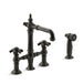 KOHLER K-76520-3M Artifacts Deck-mount bridge bar sink faucet with prong handles and sidespray
