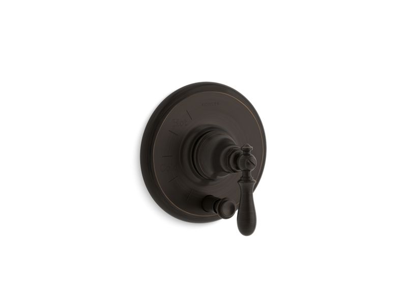 KOHLER K-T72768-9M Artifacts Rite-Temp pressure-balancing valve trim with push-button diverter and swing lever handle
