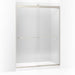 KOHLER 706019-L-NX Levity Sliding Shower Door, 82" H X 56-5/8 - 59-5/8" W, With 3/8" Thick Crystal Clear Glass And Square Towel Bar in Brushed Nickel