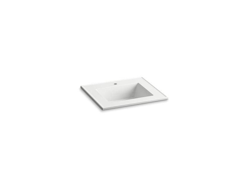 KOHLER K-2777-1-G81 Ceramic/Impressions 25" rectangular vanity-top bathroom sink with single faucet hole