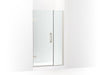 KOHLER 27601-10L-BNK Components 39-5/8"–40-3/8"W X 71-1/2"H Frameless Pivot Shower Door With 3/8" Crystal Clear Glass And Back-To-Back Vertical Door Pulls in Anodized Brushed Nickel