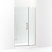 KOHLER 27601-10L-BNK Components 39-5/8"–40-3/8"W X 71-1/2"H Frameless Pivot Shower Door With 3/8" Crystal Clear Glass And Back-To-Back Vertical Door Pulls in Anodized Brushed Nickel