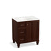 KOHLER K-99517-LGL-1WG Damask 30" bathroom vanity cabinet with furniture legs, 1 door and 3 drawers on left