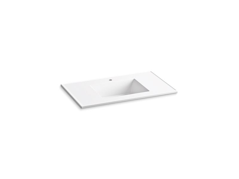 KOHLER K-2781-1 Ceramic/Impressions 37" rectangular vanity-top bathroom sink with single faucet hole