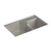 KOHLER K-6411-1 Indio 33" x 21-1/8" x 9-3/4" Smart Divide undermount large/small double-bowl workstation kitchen sink...