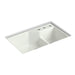KOHLER K-6411-3 Indio 33" x 21-1/8" x 9-3/4" Smart Divide undermount double-bowl large/small workstation kitchen sink...