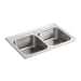 KOHLER 3346-3-NA Toccata 33" X 22" X 8-3/16" Top-Mount Double-Equal Bowl Kitchen Sink With 3 Faucet Holes