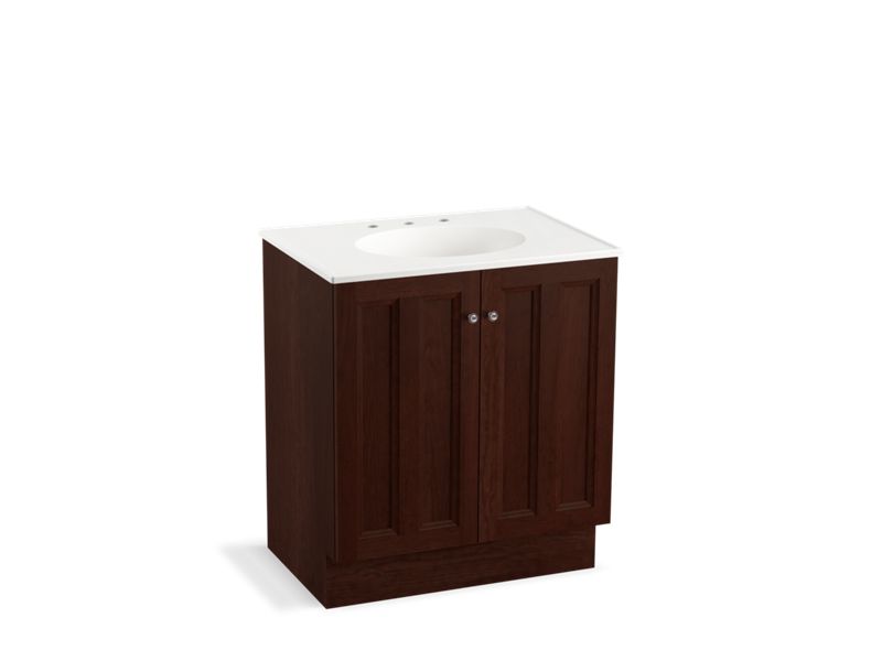 KOHLER K-99515-TK-1WG Damask 30" bathroom vanity cabinet with toe kick and 2 doors